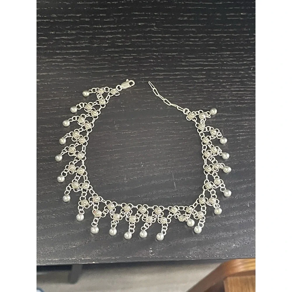 NEW MILOR ITALY STERLING SILVER MULTIPLE BALLS BEADS 9 INCH ANKLET BRACELET - Picture 7 of 8